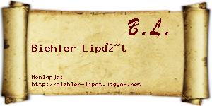 Biehler Lipót névjegykártya